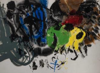 Friedel Dzubas German/American, 1915-1994 Baudelaire, 1959 Signed and dated Dzubas '59 and inscribed as titled on the reverse Acrylic on canvas 63 x 91 inches (160 x 231 cm)