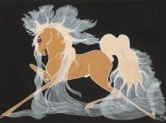 Merina [Pop Chalee] Lujan, Taos, 1906 – 1993, Yellow Horse, gouache on paper, 13 1/8 x 18 1/8 in. (33.3 x 46 cm.) Estimate: 1,000 – 2,000