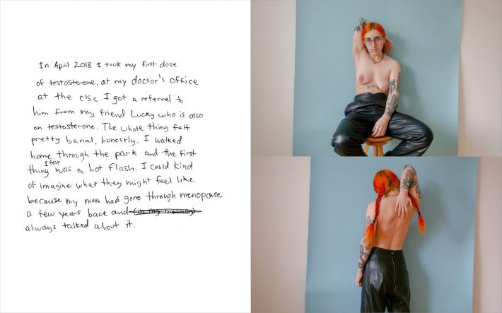 5 - backstory text, self-portrait in leather pants, march 2019, puberty.