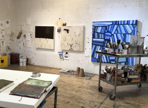 Squeak Carnwath's studio, February 2022