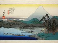 Ferry on the Fuji River, Suruga Province from Famous Places in Japan, c. 1832, By Utagawa Hiroshige (1797—1858), Colour-woodblock print