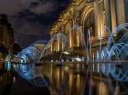 Fountain in David H. Koch Plaza on Fifth Avenue at the entrance of The Metropolitan Museum of Art, Manhattan, New York, NY