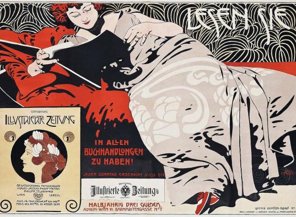 Koloman Moser (Austrian, 1868-1918, Lesen Sie, c. 1900, Color lithograph, Richard H. Driehaus Collection