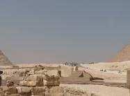 Panorama of the Great Sphinx of Giza, Khafre's Pyramid and Pyramid of Cheops.